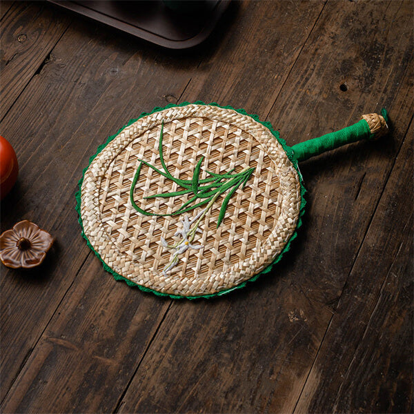 Handheld traditional fan SKU with zen aesthetics, ideal for mindful practices and contemplative cooling