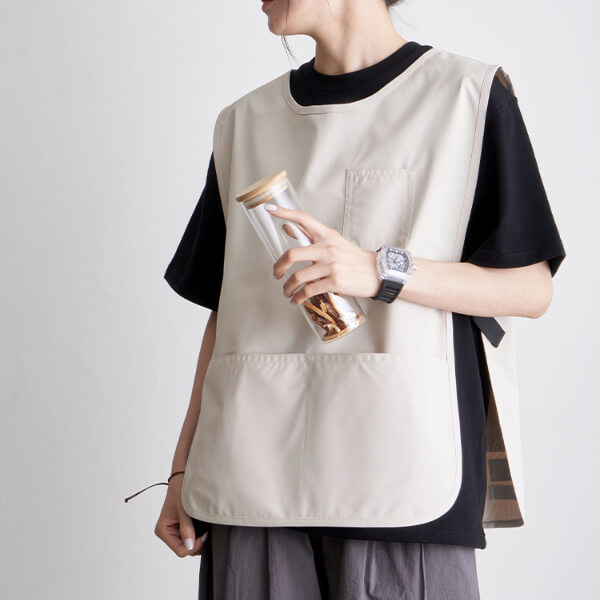 Japanese Style Lightweight Work Vest Apron-Beige