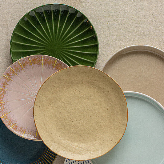 Unique Ceramic Plate - Irregular Shape, Striped Pattern, and More