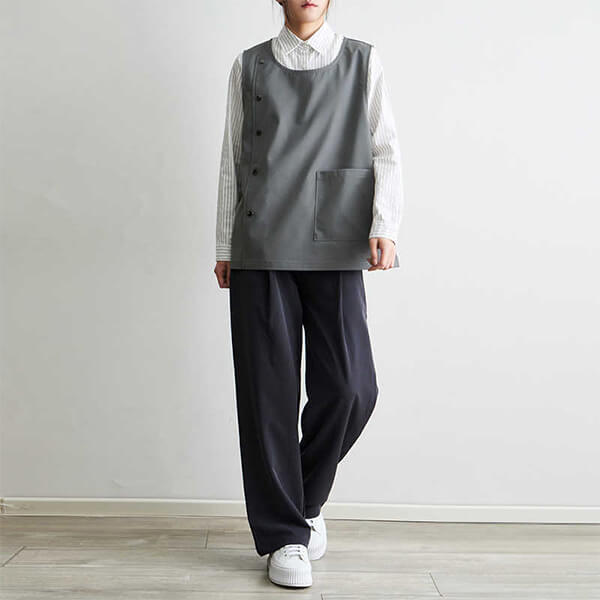 Japanese Style Lightweight Work Vest Apron-Gray-Black