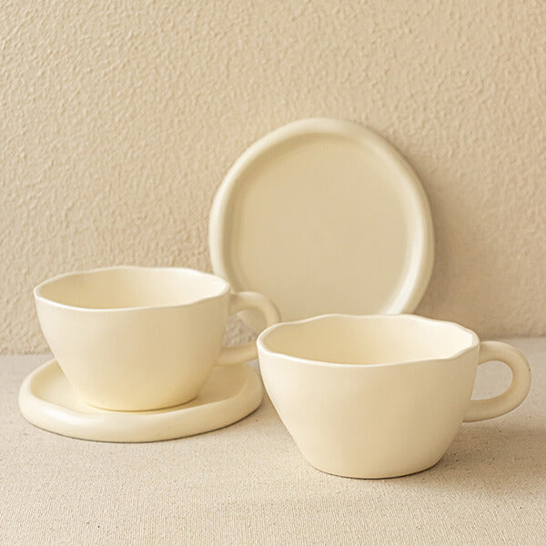 Japanese-Style Minimalist Handmade Coffee Cup and Saucer