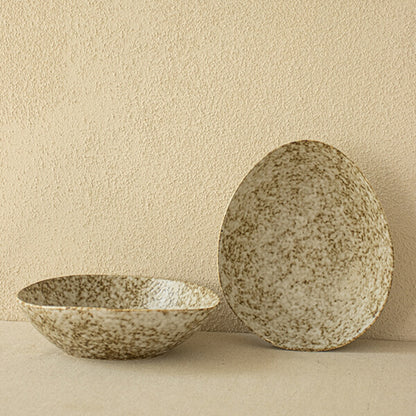Stone Pattern Ceramic Irregular Fruit Salad Bowl