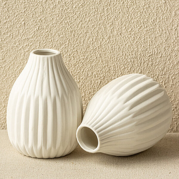 Bud Vase with Textured Stripes