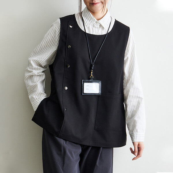 Japanese Style Lightweight Work Vest Apron-Gray-Black