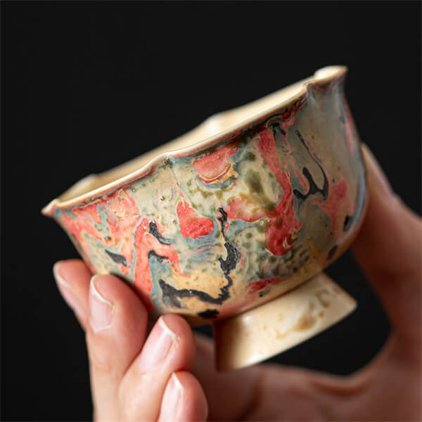 Hand-painted ceramic teacup set
