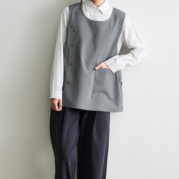 Japanese Style Lightweight Work Vest Apron-Gray-Black