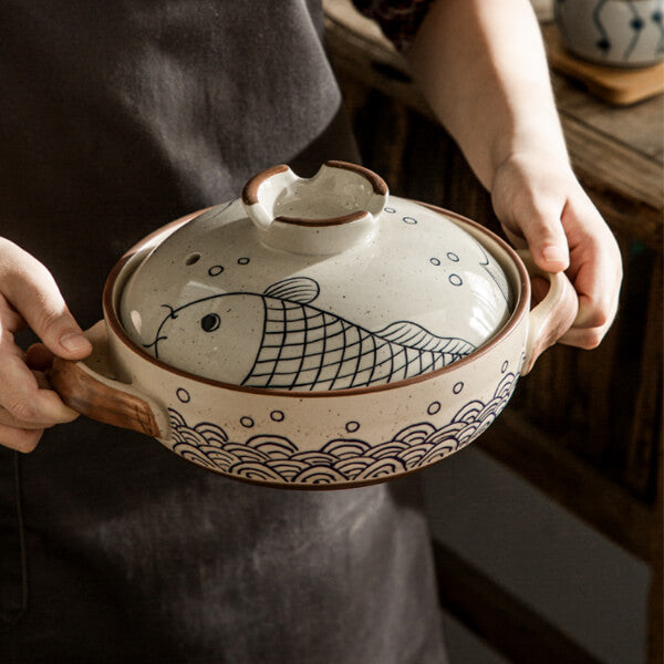 Pot de sable de poisson Koi japonais peint à la main