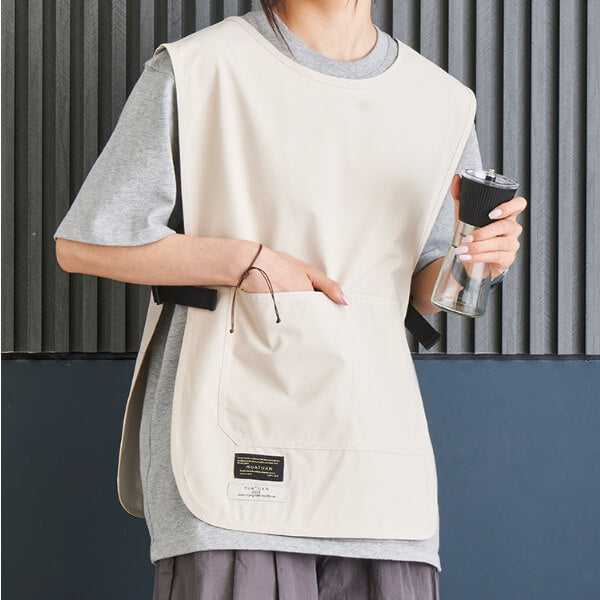 Japanese Style Lightweight Work Vest Apron-Beige