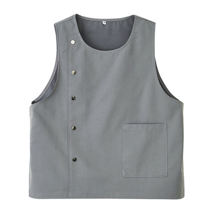 Japanese Style Lightweight Work Vest Apron-Gray-Black