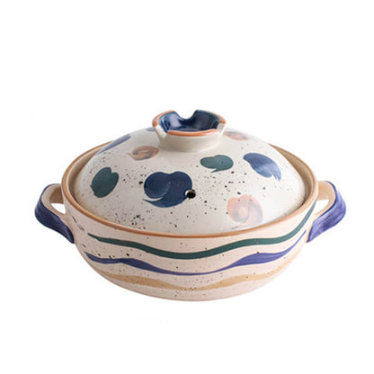 Japanese Wabi-Sabi Hand-Painted Ceramic Casserole - Oriental Style