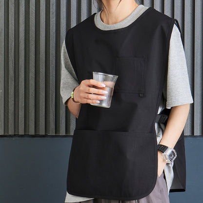 Japanese Style Lightweight Work Vest Apron-Black