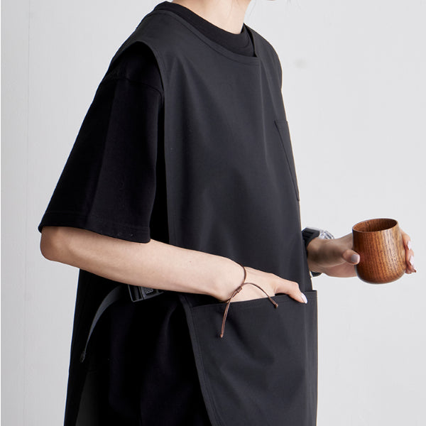 Japanese Style Lightweight Work Vest Apron-Black