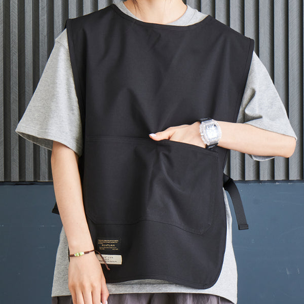 Japanese Style Lightweight Work Vest Apron-Black