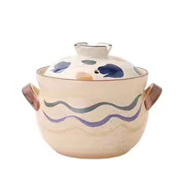 Japanese Wabi-Sabi Hand-Painted Ceramic Casserole - Oriental Style