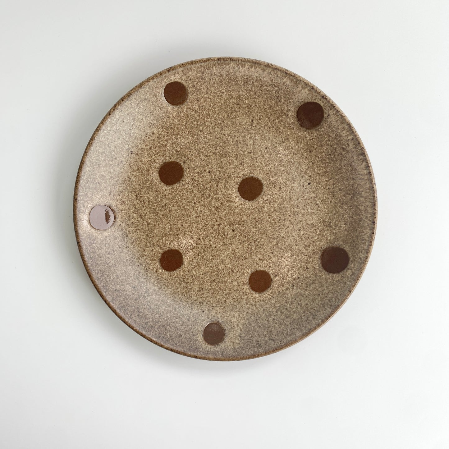 Handmade Wabi-Sabi Ceramic Mug and Saucer Set | Earthy Polka Dot Pattern