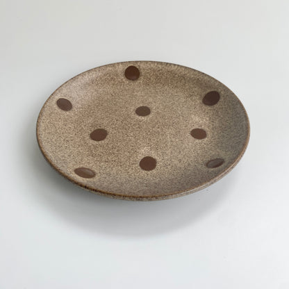 Handmade Wabi-Sabi Ceramic Mug and Saucer Set | Earthy Polka Dot Pattern