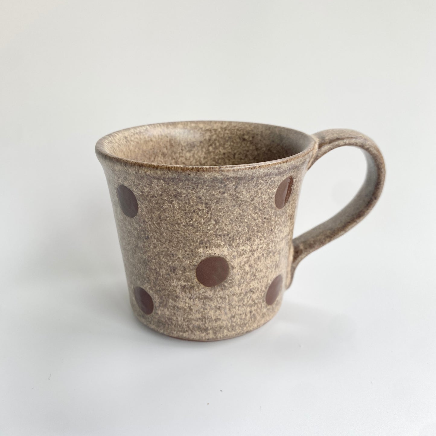 Handmade Wabi-Sabi Ceramic Mug and Saucer Set | Earthy Polka Dot Pattern