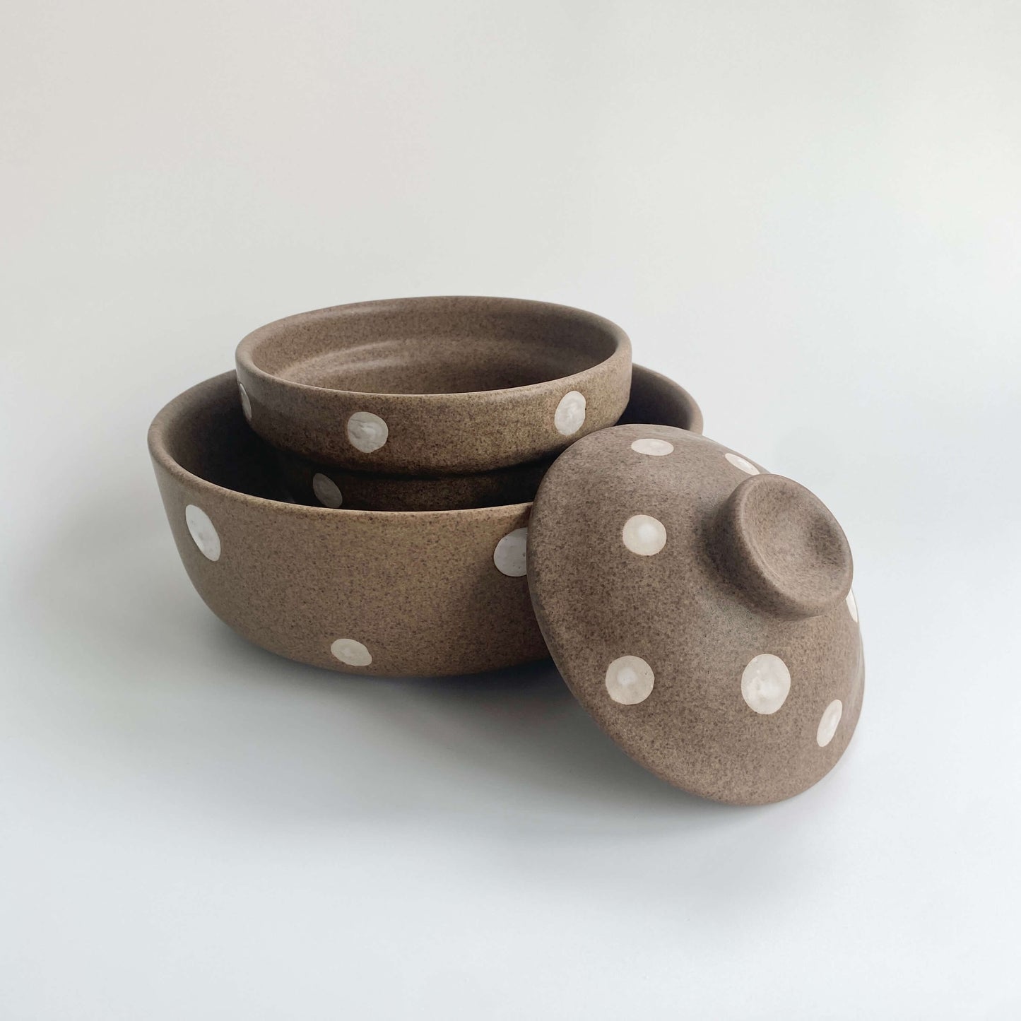 Handmade Ceramic Serving Bowl and Lidded Jar | Earth Dot Collection