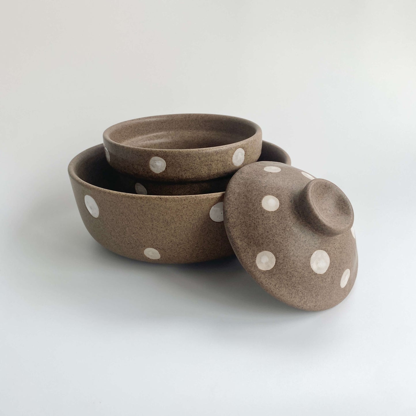 Handmade Ceramic Serving Bowl and Lidded Jar | Earth Dot Collection