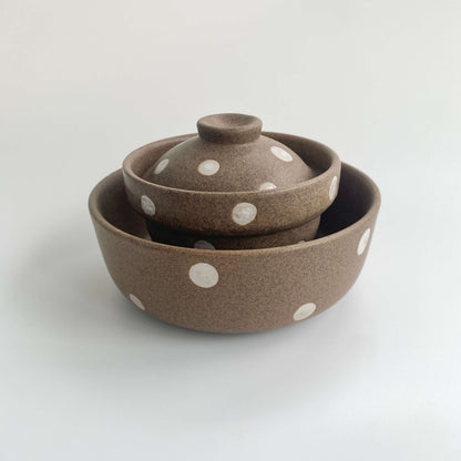 Handmade Ceramic Serving Bowl and Lidded Jar | Earth Dot Collection