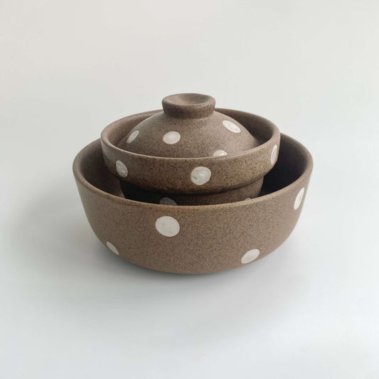 Handmade Ceramic Serving Bowl and Lidded Jar | Earth Dot Collection