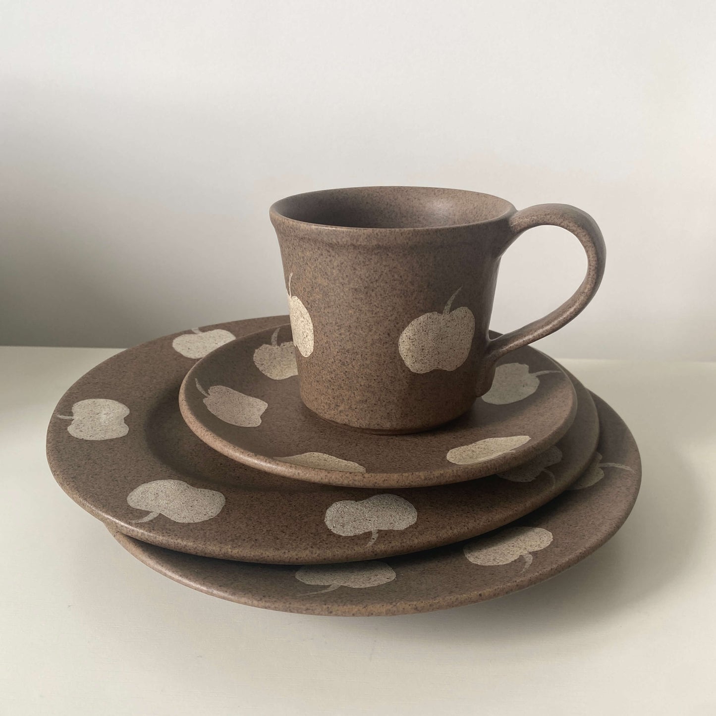 Apple Pattern Ceramic Collection | Handmade Wabi-Sabi Tableware