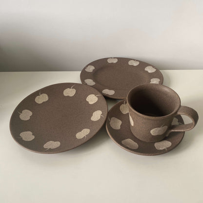 Apple Pattern Ceramic Collection | Handmade Wabi-Sabi Tableware