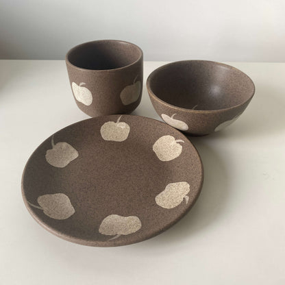 Apple Pattern Ceramic Collection | Handmade Wabi-Sabi Tableware