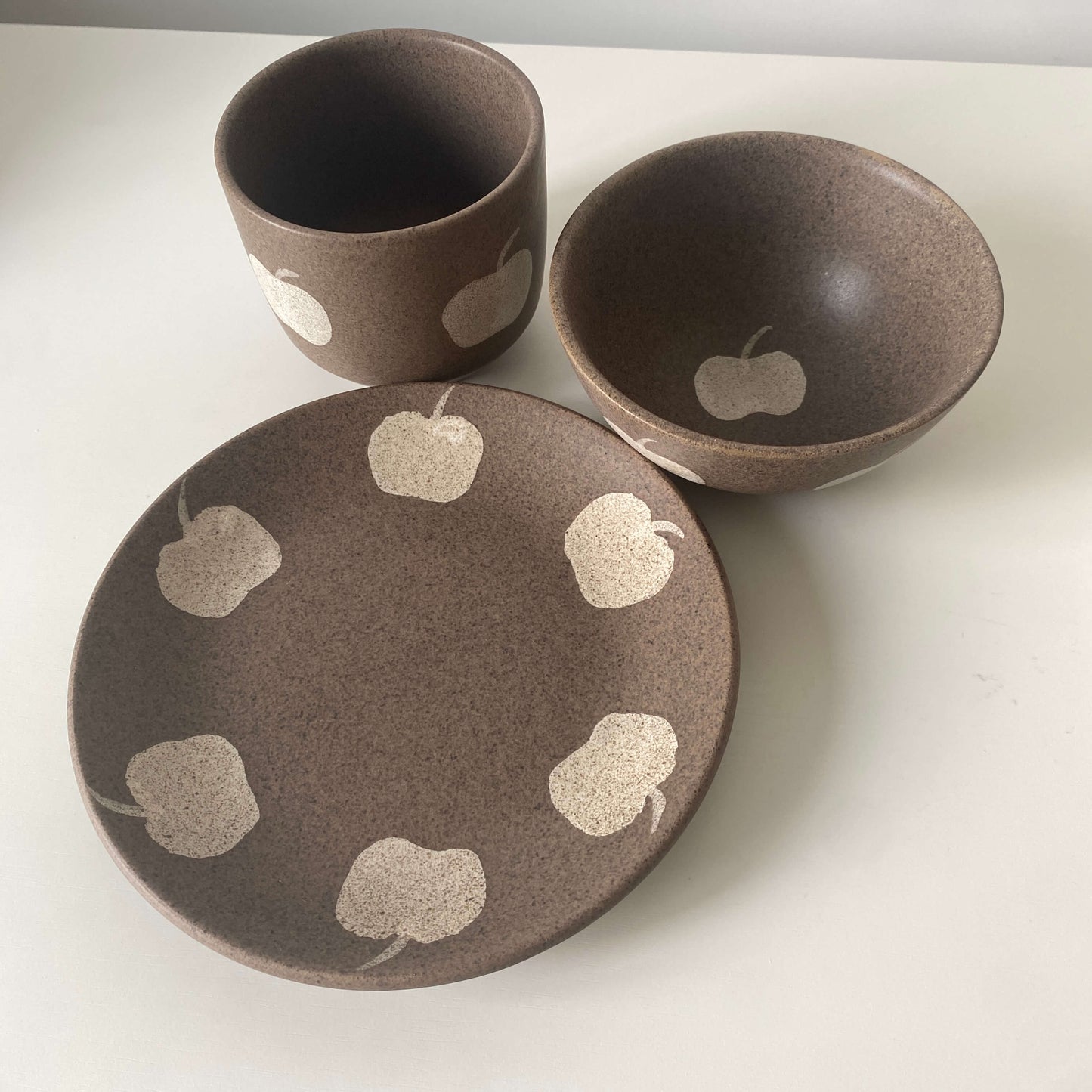 Apple Pattern Ceramic Collection | Handmade Wabi-Sabi Tableware