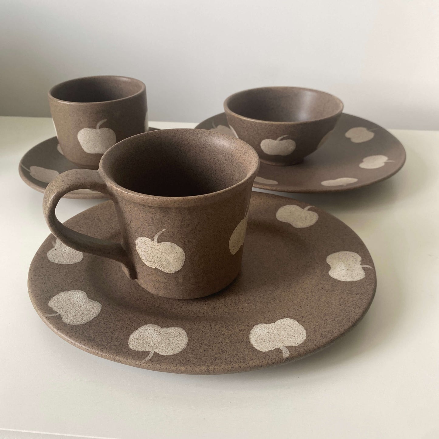 Apple Pattern Ceramic Collection | Handmade Wabi-Sabi Tableware