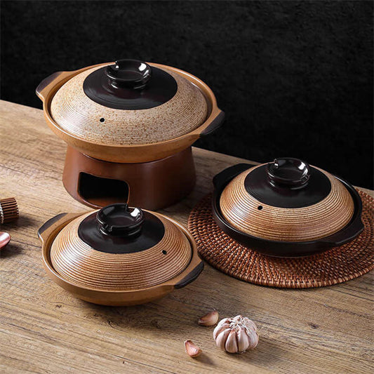 Japanese Ceramic Casserole Set - Multi-Size with Candle Warmer Base