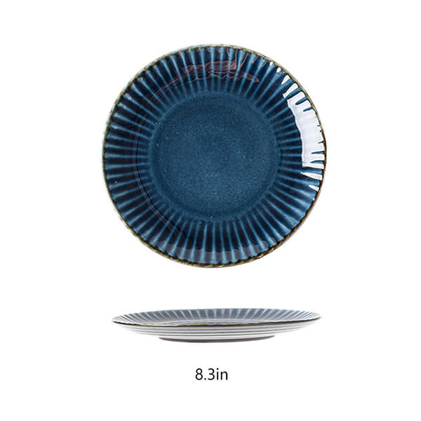 Unique Ceramic Plate - Irregular Shape, Striped Pattern, and More